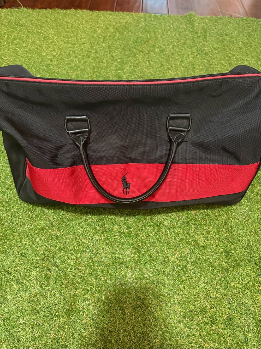 Polo by Ralph Lauren Black and Red Colorblock Duffel Bag
